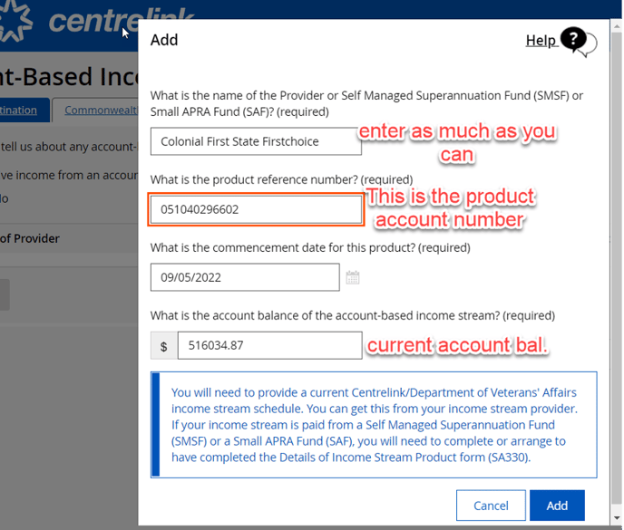 add button in applying for senior concession card